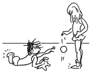 Child Playing Ball - drawing by Bonnie Prudden