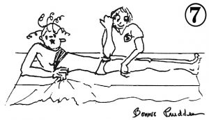 Myotherapy on the Groin Area - drawing by Bonnie Prudden