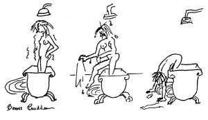 Muscle Programming in the Tub - drawing by Bonnie Prudden