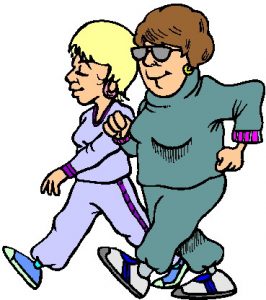 two seniors walking for exercise